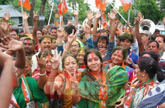 Tripura celebrating BJP's winning in North East Tripura celebrating BJP's winning in North East